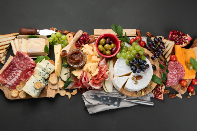 Image of Appetizers Cheese, fruits and meat board 